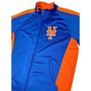 New York Mets‎ Track Jacket Mens XL Blue Orange MLB Baseball Majestic Full Zip